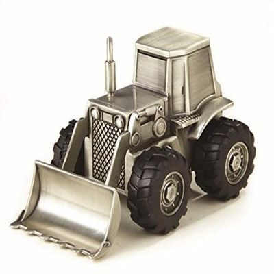 212 Main Elegance Pewter Plated Bulldozer Bank 3.25 x 3.25 x 5.25 in.