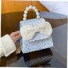LIFKOME Boys and Girls Pearl Handbag Elegant Bowknot Design Small Chain Crossbody Bag for Little Girls for Shopping and Daily Use Cute Princess Style Blue view 3