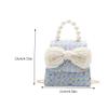 LIFKOME Boys and Girls Pearl Handbag Elegant Bowknot Design Small Chain Crossbody Bag for Little Girls for Shopping and Daily Use Cute Princess Style Blue view 4