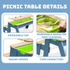 LCKLUCKIDS Kids 3-in-1 Sand & Water Activity Table, Wood Outdoor Convertible Picnic Table, 2 Play Boxes, Removable Top, Picnic Table for Outdoor Backyard Patio Play (Blue) view 3