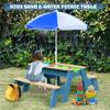 LCKLUCKIDS Kids 3-in-1 Sand & Water Activity Table, Wood Outdoor Convertible Picnic Table, 2 Play Boxes, Removable Top, Picnic Table for Outdoor Backyard Patio Play (Blue) view 4