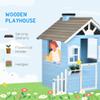 Outsunny Playhouse for Kids Outdoor, Country Style Wooden Playhouse with Flower Pot Holders, Working Door, Windows, Service Stations for 3-7 Years, Blue view 3