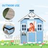 Outsunny Playhouse for Kids Outdoor, Country Style Wooden Playhouse with Flower Pot Holders, Working Door, Windows, Service Stations for 3-7 Years, Blue view 4