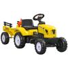 Aosom Kids Ride on Farm Tractor, Manual Pedal Ride on Car with Back Storage Trailer, Shovel & Rake, Horn for Age 3 Years Old, Yellow view 1