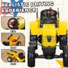 Aosom Kids Ride on Farm Tractor, Manual Pedal Ride on Car with Back Storage Trailer, Shovel & Rake, Horn for Age 3 Years Old, Yellow view 3