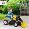 Aosom Kids Manual Pedal Ride-On Excavator with Front Loader Digger, Ride-On Tractor for 3 Year Old, Yellow view 2