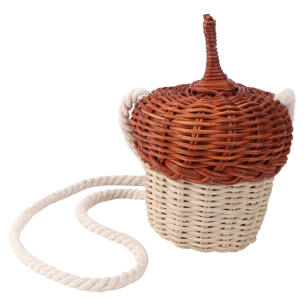 PACKOVE Mini Rattan Handheld Bag for Boy Girl Lightweight Photography Prop Natural Woven Rattan Pouch Durable and Sturdy Design for Boy Outdoor Adventures and Playtime