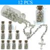 12 Rosaries Glass Jar Bottle Beads Clear Pearl Catholic Crucifix Necklace Jesus Christ First Comunion Recuerdos De Bautizo (Sil) view 2