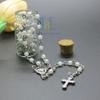 12 Rosaries Glass Jar Bottle Beads Clear Pearl Catholic Crucifix Necklace Jesus Christ First Comunion Recuerdos De Bautizo (Sil) view 3