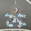 Ocean Baby Mobile boy Ship Nursery Decor Nautical Crib Baby Mobile Sea Mobile Felt Hanging Mobile Coastal Ocean Baby Shower Gift view 2
