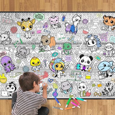 Artistic Chaos Ink Giant Coloring Poster - Premium Jumbo Coloring Sheets for Kids & Adults with Bleed-Resistant Pages, Use on Floor or Table (42 x 30 Lab Animals)