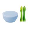 Olababy 100% Silicone Soft-Tip Training Spoon and Suction Bowl with Lid (Blueberry) Bundle view 1