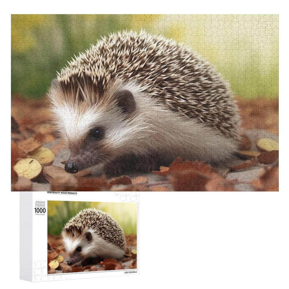 1000 PCS Jigsaw Puzzle for Adults Personalized Picture Puzzle Hedgehog Customized Wooden Puzzle for Family, Birthday, Wedding, Game Nights Gifts Animal Puzzle