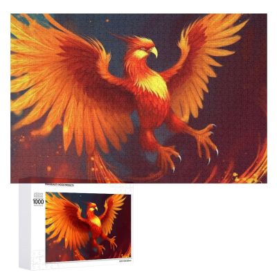 1000 PCS Jigsaw Puzzle for Adults Personalized Picture Puzzle Orange Red Phoenix Customized Wooden Puzzle for Family, Birthday, Wedding, Game Nights Gifts Animal Puzzle
