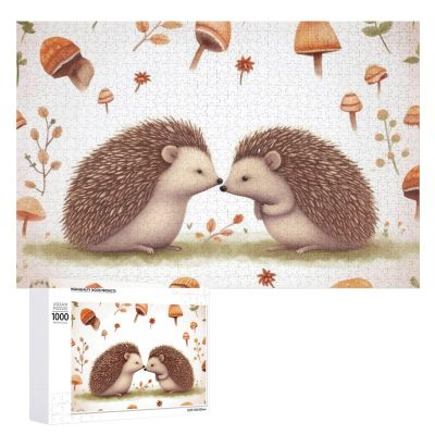 1000 PCS Jigsaw Puzzle for Adults Personalized Picture Puzzle Nature Lovely Hedgehog Lovers Customized Wooden Puzzle for Family, Birthday, Wedding, Game Nights Gifts Animal Puzzle