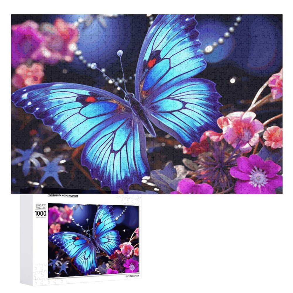 1000 PCS Jigsaw Puzzle for Adults Personalized Picture Puzzle Beauty Butterfly Customized Wooden Puzzle for Family, Birthday, Wedding, Game Nights Gifts Animal Puzzle