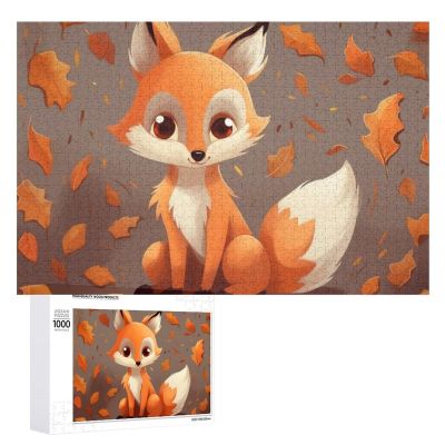 1000 PCS Jigsaw Puzzle for Adults Personalized Picture Puzzle Fall Fox Customized Wooden Puzzle for Family, Birthday, Wedding, Game Nights Gifts Animal Puzzle