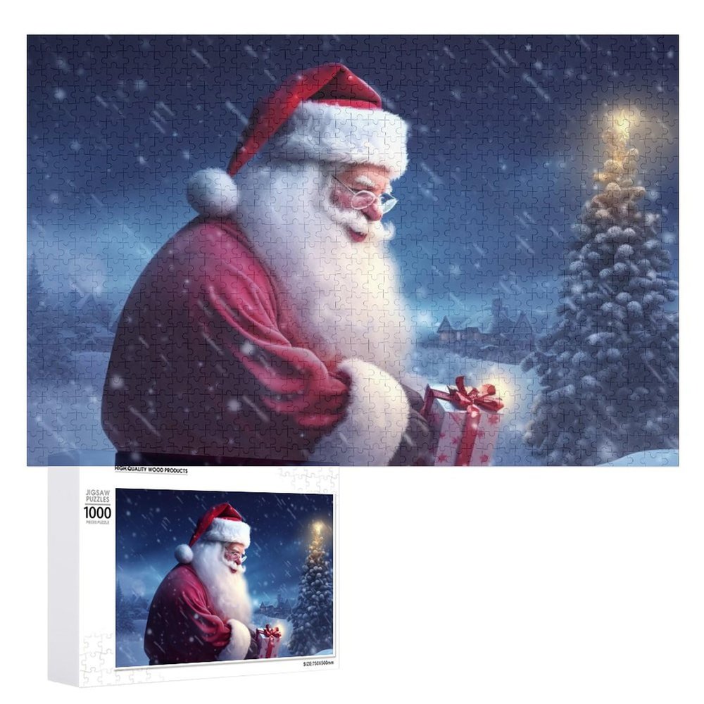 1000 PCS Jigsaw Puzzle for Adults Personalized Picture Puzzle Christmas Winter Santa Customized Wooden Puzzle for Family, Birthday, Wedding, Game Nights Gifts Animal Puzzle