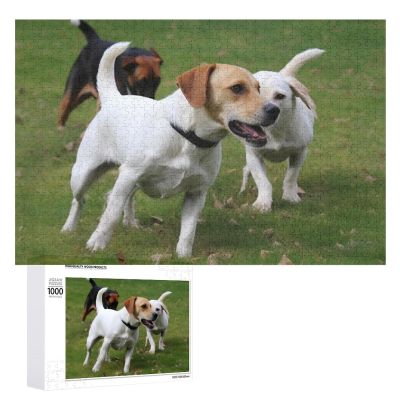 1000 PCS Jigsaw Puzzle for Adults Personalized Picture Puzzle Dogs Playing On The Lawn Customized Wooden Puzzle for Family, Birthday, Wedding, Game Nights Gifts Animal Puzzle