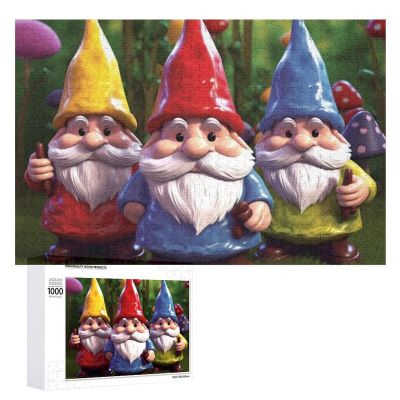 1000 PCS Jigsaw Puzzle for Adults Personalized Picture Puzzle Colorful Gnomes Customized Wooden Puzzle for Family, Birthday, Wedding, Game Nights Gifts Animal Puzzle