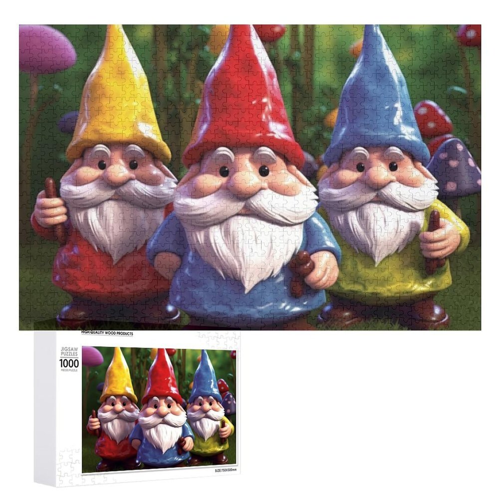 1000 PCS Jigsaw Puzzle for Adults Personalized Picture Puzzle Colorful Gnomes Customized Wooden Puzzle for Family, Birthday, Wedding, Game Nights Gifts Animal Puzzle