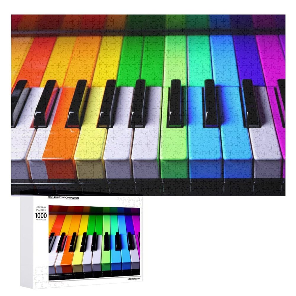 1000 PCS Jigsaw Puzzle for Adults Personalized Picture Puzzle Colorful Piano Music Rainbow Customized Wooden Puzzle for Family, Birthday, Wedding, Game Nights Gifts Animal Puzzle