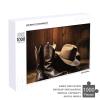 1000 PCS Jigsaw Puzzle for Adults Personalized Picture Puzzle Cowboy Black Hat Western Boots Customized Wooden Puzzle for Family, Birthday, Wedding, Game Nights Gifts Animal Puzzle view 4