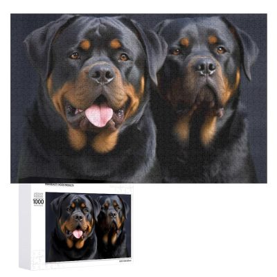1000 PCS Jigsaw Puzzle for Adults Personalized Picture Puzzle Rottweiler Wallpaper Customized Wooden Puzzle for Family, Birthday, Wedding, Game Nights Gifts Animal Puzzle