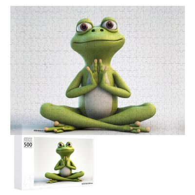500 PCS Jigsaw Puzzle for Adults Personalized Picture Puzzle The Funny Frog Doing Yoga Customized Wooden Puzzle for Family, Birthday, Wedding, Game Nights Gifts Animal Puzzle