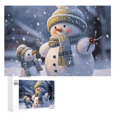 1000 PCS Jigsaw Puzzle for Adults Personalized Picture Puzzle Winter Snowman Customized Wooden Puzzle for Family, Birthday, Wedding, Game Nights Gifts Animal Puzzle