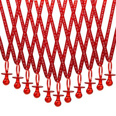 36 Pieces It's a Boy Baby Shower Pacifiers Necklace Acrylic Baby Party Favors Charm Pacifiers Necklace Baby Shower Party Decorations Table Scatter (Red)