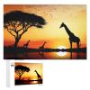 1000 PCS Jigsaw Puzzle for Adults Personalized Picture Puzzle Giraffe Sunset Customized Wooden Puzzle for Family, Birthday, Wedding, Game Nights Gifts Animal Puzzle view 1