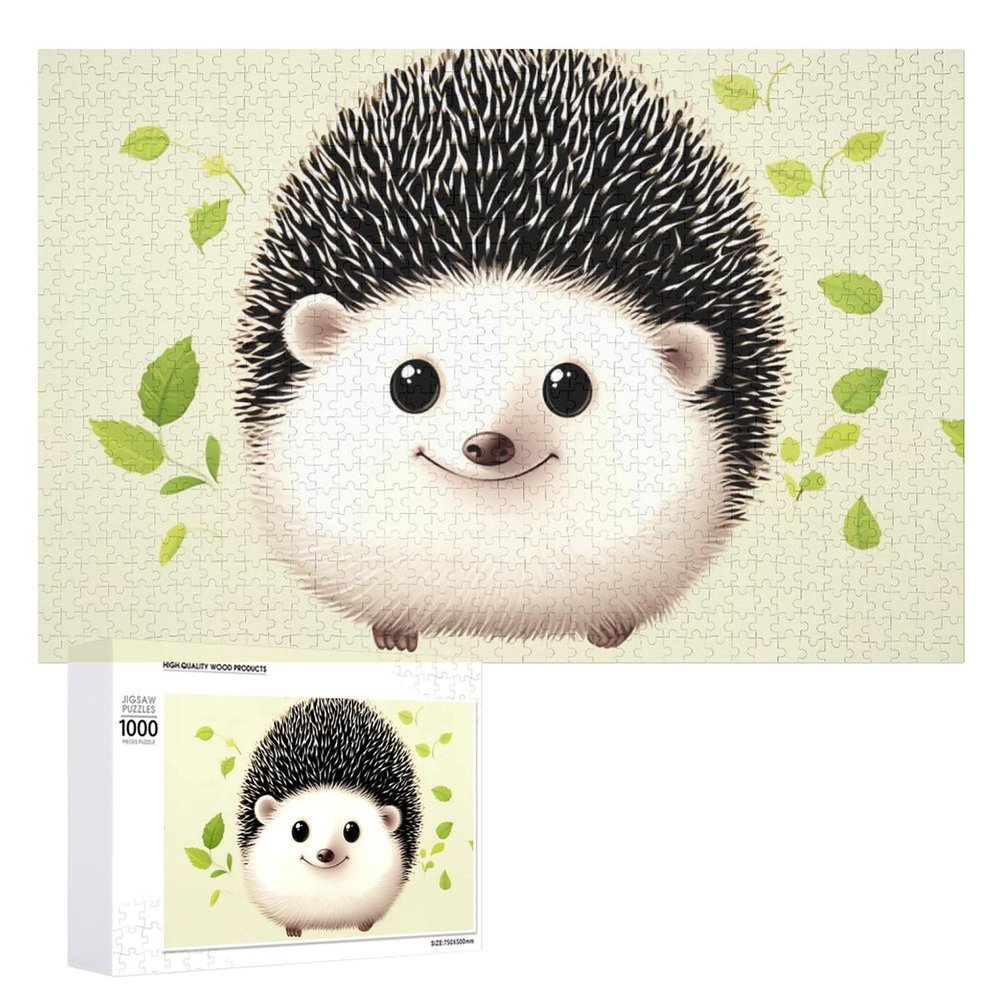 1000 PCS Jigsaw Puzzle for Adults Personalized Picture Puzzle Cute Hedgehog Customized Wooden Puzzle for Family, Birthday, Wedding, Game Nights Gifts Animal Puzzle