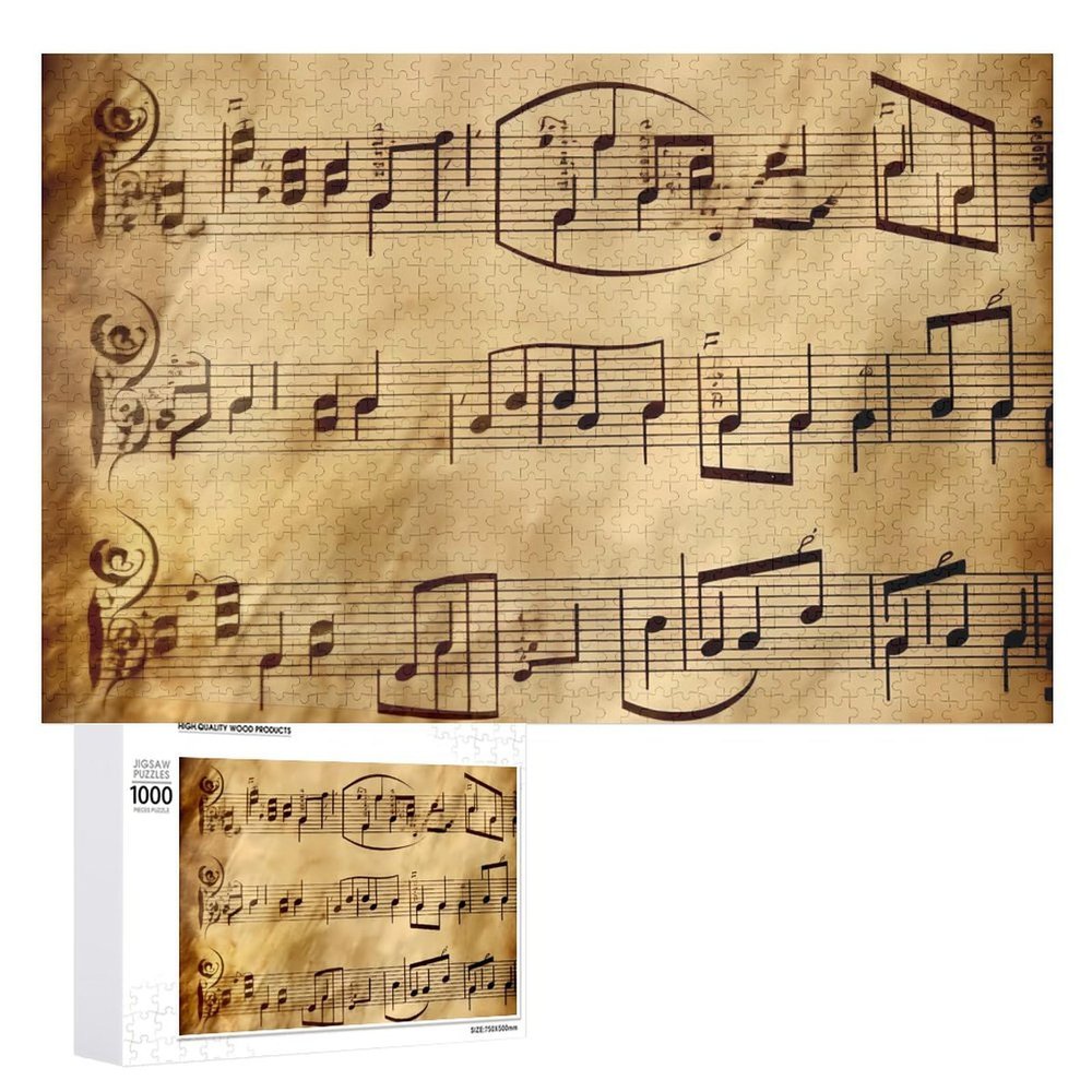1000 PCS Jigsaw Puzzle for Adults Personalized Picture Puzzle Vintage Music Note Art Customized Wooden Puzzle for Family, Birthday, Wedding, Game Nights Gifts Animal Puzzle