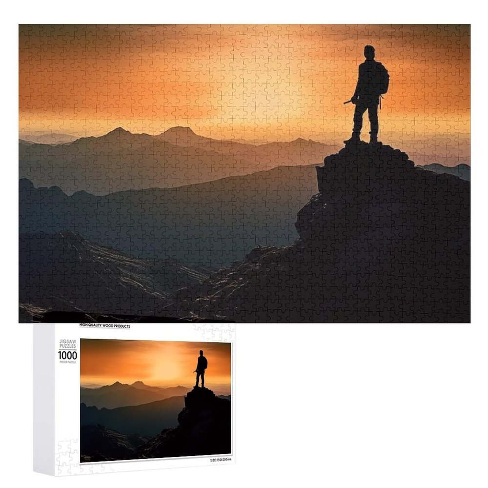 1000 PCS Jigsaw Puzzle for Adults Personalized Picture Puzzle Stand On Top of Mountain Customized Wooden Puzzle for Family, Birthday, Wedding, Game Nights Gifts Animal Puzzle