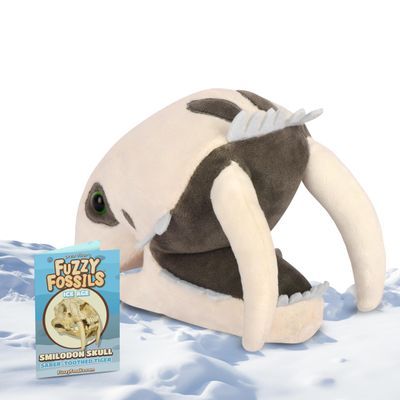 Fuzzy Fossils Saber Tooth Tiger Plush, Saber Tooth Tiger Skull, Sabertooth Tiger Toy, Smilodon Toy, Ice Age Toys, Dinosaur Pillow, Paleontologist Gifts, Prehistoric Animals Toys, Ice Age