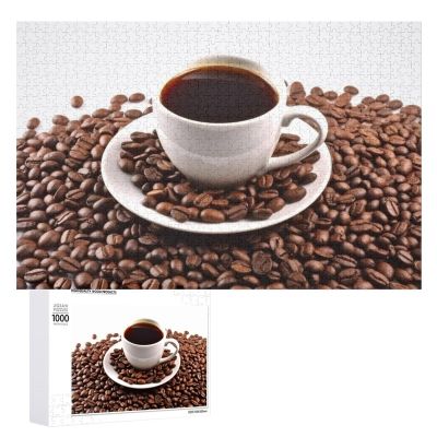 1000 PCS Jigsaw Puzzle for Adults Personalized Picture Puzzle Coffee Beans & Cup Customized Wooden Puzzle for Family, Birthday, Wedding, Game Nights Gifts Animal Puzzle
