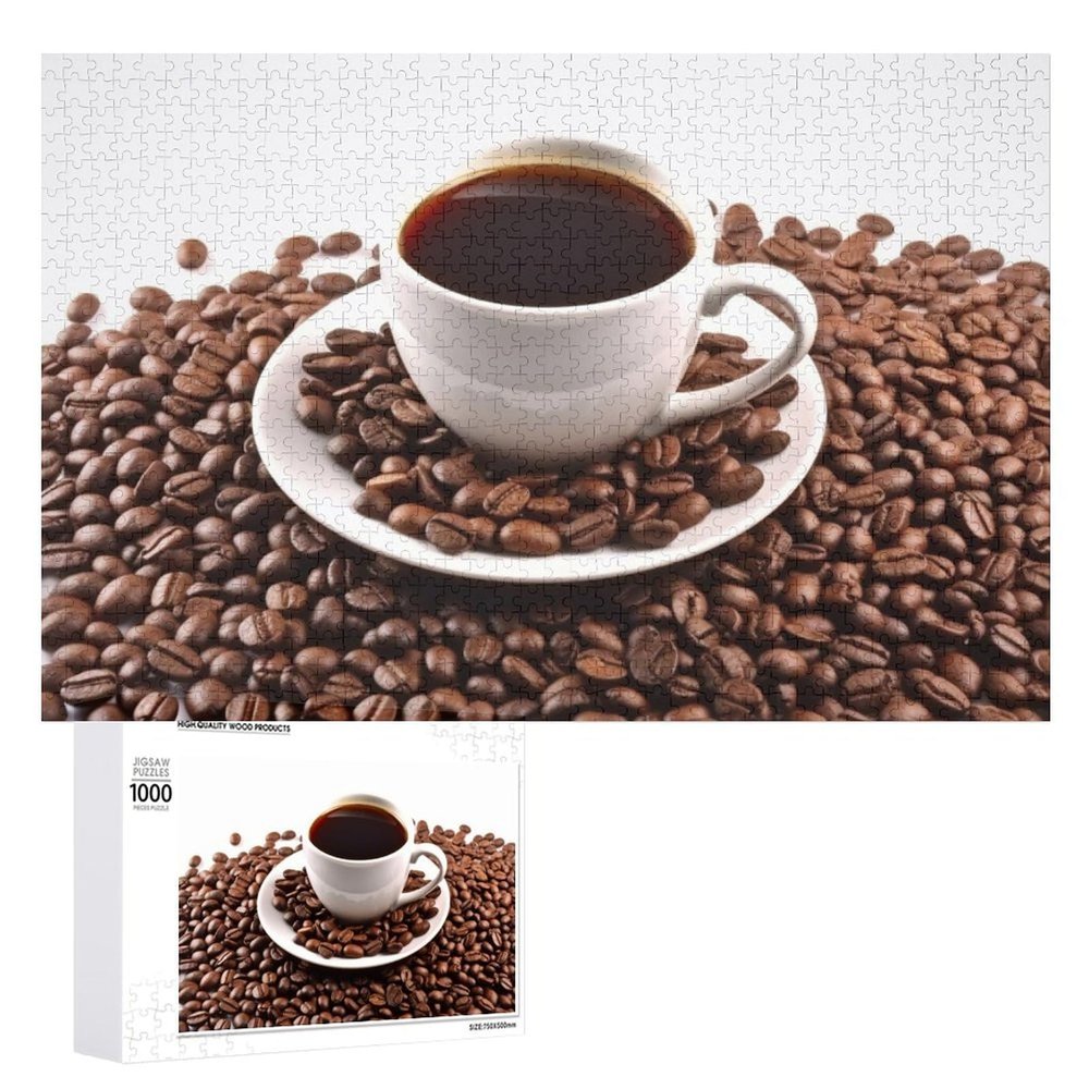 1000 PCS Jigsaw Puzzle for Adults Personalized Picture Puzzle Coffee Beans & Cup Customized Wooden Puzzle for Family, Birthday, Wedding, Game Nights Gifts Animal Puzzle