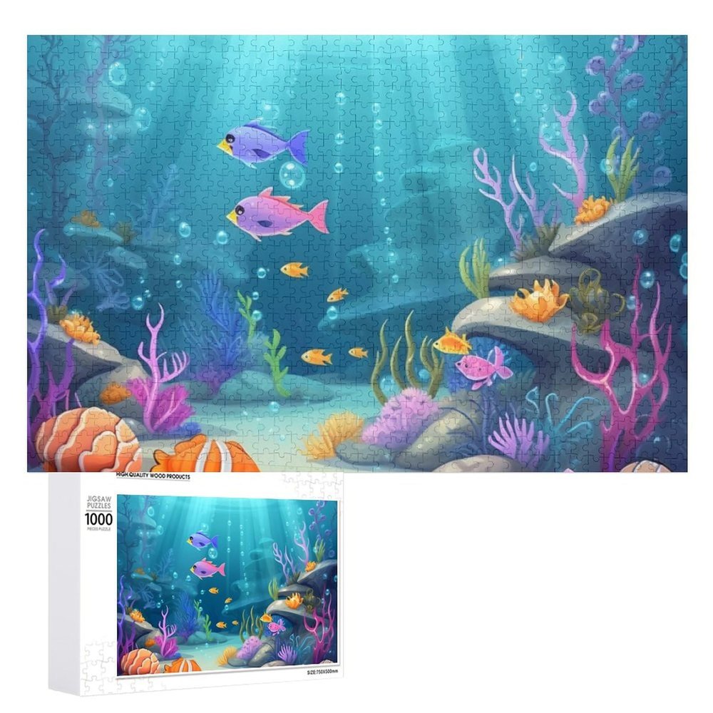 1000 PCS Jigsaw Puzzle for Adults Personalized Picture Puzzle Under Sea Customized Wooden Puzzle for Family, Birthday, Wedding, Game Nights Gifts Animal Puzzle