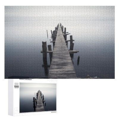 1000 PCS Jigsaw Puzzle for Adults Personalized Picture Puzzle Old Wood Pier Above Calm Water Customized Wooden Puzzle for Family, Birthday, Wedding, Game Nights Gifts Animal Puzzle
