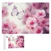 1000 PCS Jigsaw Puzzle for Adults Personalized Picture Puzzle Pink Flowers and Butterfly Customized Wooden Puzzle for Family, Birthday, Wedding, Game Nights Gifts Animal Puzzle view 1