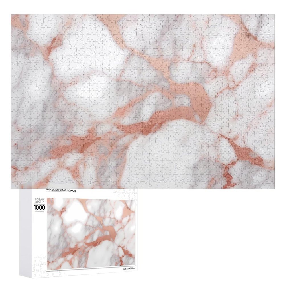 1000 PCS Jigsaw Puzzle for Adults Personalized Picture Puzzle Rose Gold Marble Customized Wooden Puzzle for Family, Birthday, Wedding, Game Nights Gifts Animal Puzzle