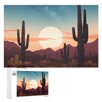 1000 PCS Jigsaw Puzzle for Adults Personalized Picture Puzzle Desert with Cactus Customized Wooden Puzzle for Family, Birthday, Wedding, Game Nights Gifts Animal Puzzle