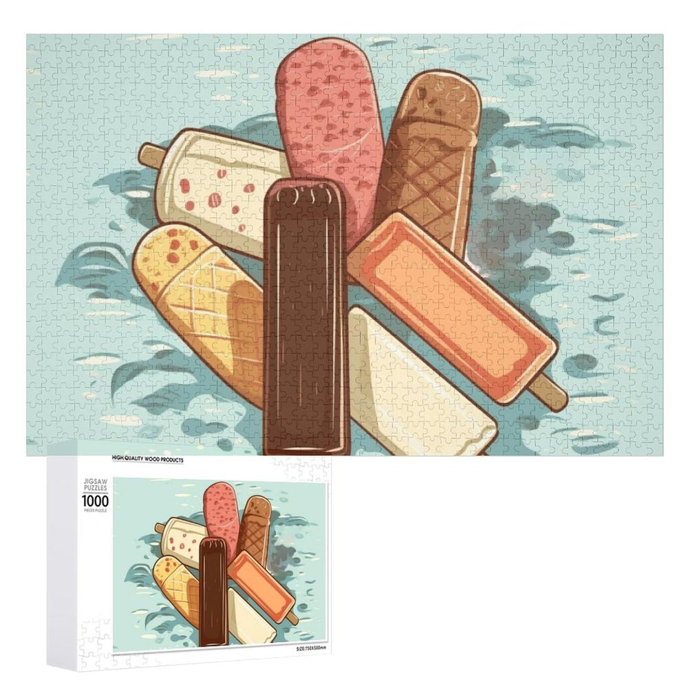 1000 PCS Jigsaw Puzzle for Adults Personalized Picture Puzzle Ice Cream Bar Customized Wooden Puzzle for Family, Birthday, Wedding, Game Nights Gifts Animal Puzzle