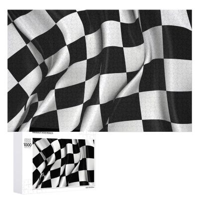 1000 PCS Jigsaw Puzzle for Adults Personalized Picture Puzzle Black White Checkered Flags Customized Wooden Puzzle for Family, Birthday, Wedding, Game Nights Gifts Animal Puzzle