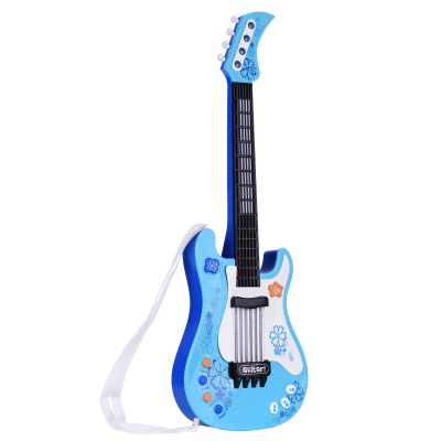 SIUKE Little Guitar With Rhythm Lights and Sounds - Fun Educational Musical Instrument for Toddlers Boys and Girls - Blue Electric Guitar for Ages 3-5