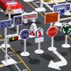 56Pcs Traffic Road Signs Playset Street Signs Mini Traffic Cones Crosswalk Signal Toys for Children Safety Education Plaything view 3