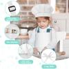 BOUBONI Kids Apron and Chef Hat Set Adjustable Child Art Aprons with 2 Pockets Toddler Chef Hat and Apron for Cooking Baking Painting (White) view 3