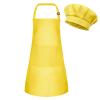 BOUBONI Kids Apron and Chef Hat Set Adjustable Child Art Aprons with 2 Pockets Toddler Chef Hat and Apron for Cooking Baking Painting (Yellow) view 1