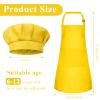 BOUBONI Kids Apron and Chef Hat Set Adjustable Child Art Aprons with 2 Pockets Toddler Chef Hat and Apron for Cooking Baking Painting (Yellow) view 2